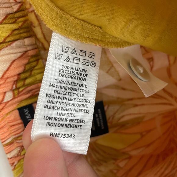 Tahari Women's 100% Linen Tropical Yellow/Pink Beach Faux Wrap Skirt Size XL - Picture 8 of 8